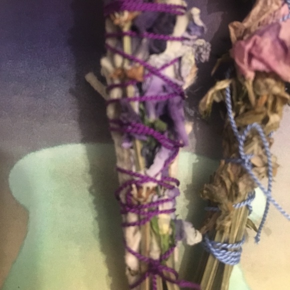 Handmade Spring botanical lavender violet sage smudge - two ways, one of each. - Picture 6 of 8